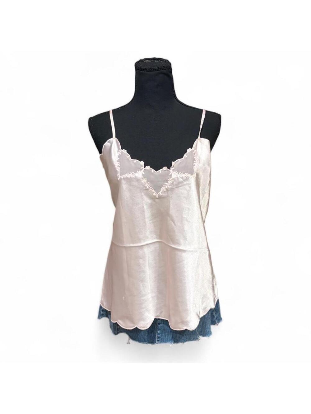 Vintage Lord & Taylor Pink Satin Heart Lace Cami 🎀💗
